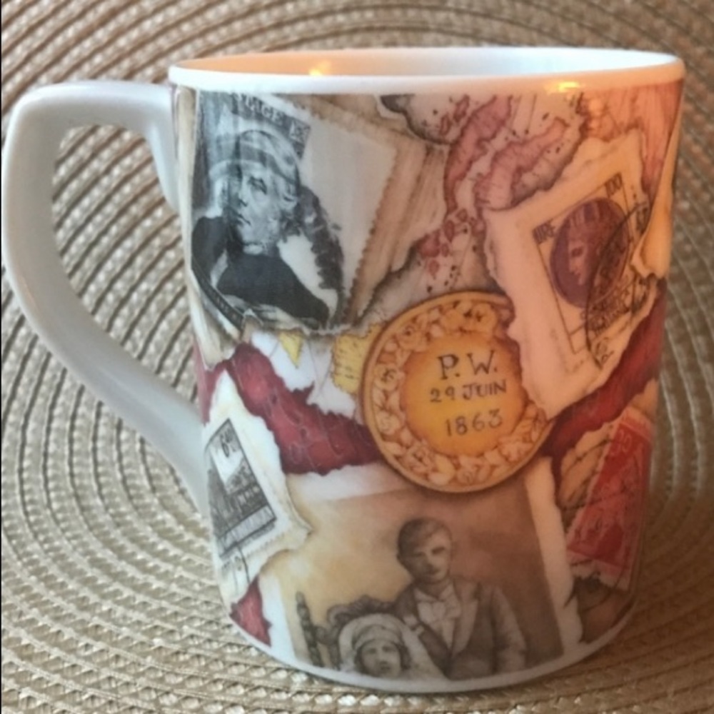 Expressions Fine China Travel Stamps Coffee Mug by Jane James Royal Doulton Engl